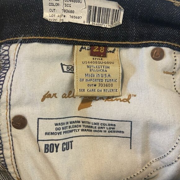 7 For All Mankind Boy Cut Button Dark Denim Women’s Jeans Size 28 X 34 Bootcut - Picture 9 of 12